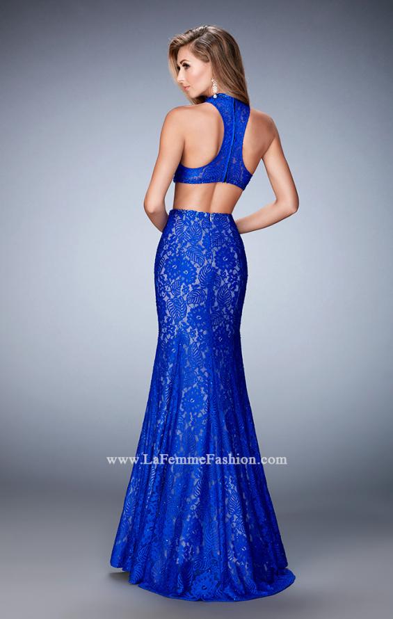 Picture of: Glam Racer Back Two Piece Gown with Rhinestones in Blue, Style: 22393, Back Picture