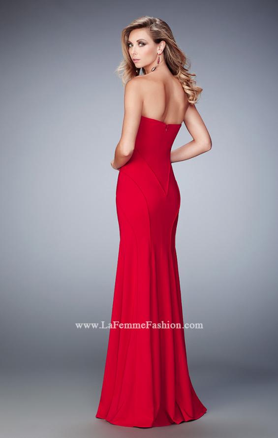 Picture of: Sweetheart Neckline Long Jersey Prom Gown with Piping in Red, Style: 22401, Back Picture