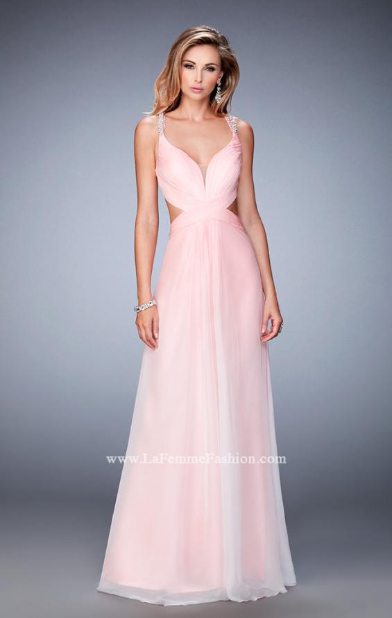 Picture of: Long Ombre Chiffon Prom Dress with Beaded Strappy Back in Pink, Style: 22416, Detail Picture 1