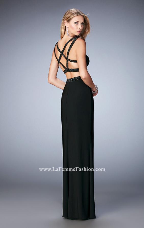 Picture of: Modern Two Piece Prom Dress with Daring Side Leg Slit in Black, Style: 22421, Back Picture