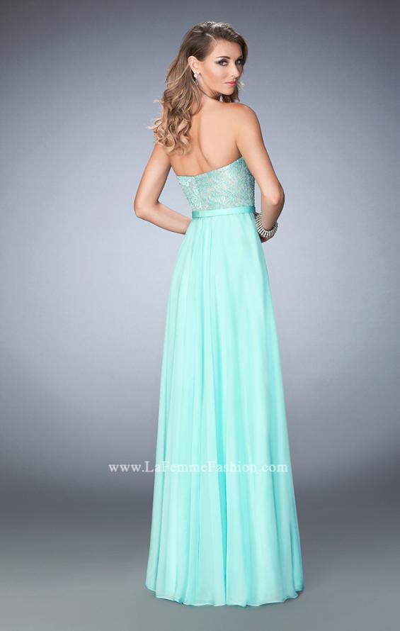 Picture of: Chiffon Prom Dress with Rhinestone Lace Bodice n Blue, Style: 22448, Back Picture