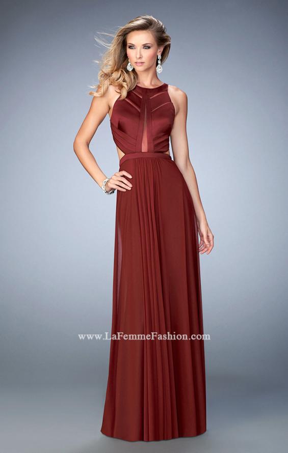 Picture of: Long Prom Dress with Geometric Cut Out Bodice in Red, Style: 22450, Main Picture