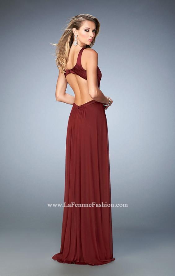 Picture of: Long Prom Dress with Geometric Cut Out Bodice in Red, Style: 22450, Back Picture