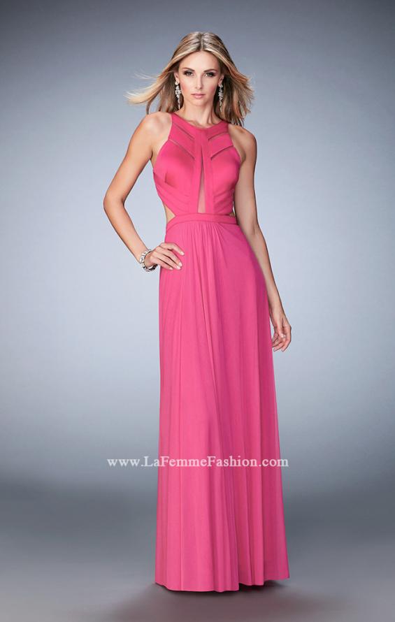 Picture of: Long Prom Dress with Geometric Cut Out Bodice in Pink, Style: 22450, Detail Picture 2