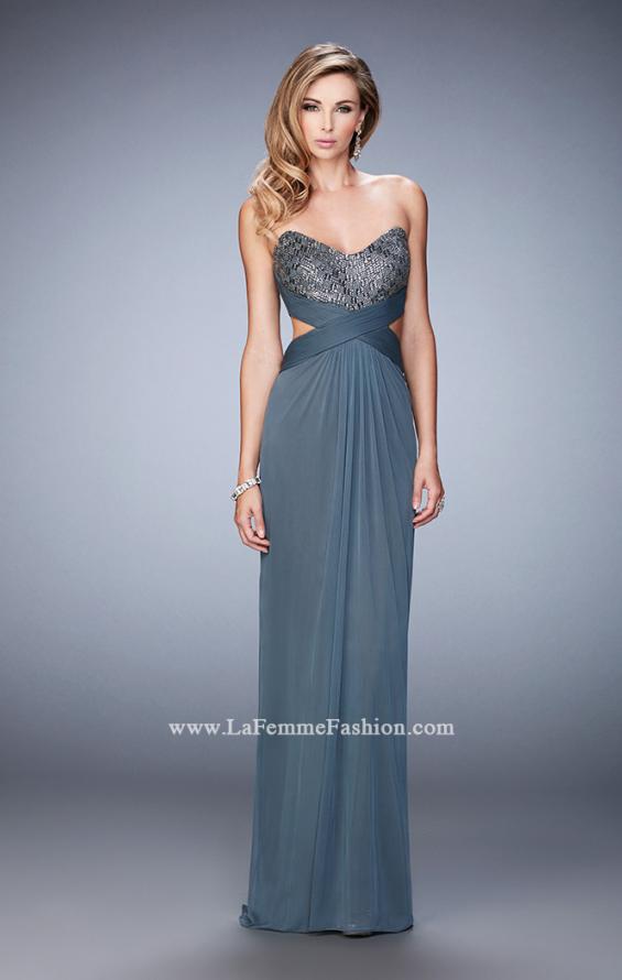Picture of: Elegant Prom Dress with Bandeau Style Back and Beads in Silver, Style: 22454, Detail Picture 1