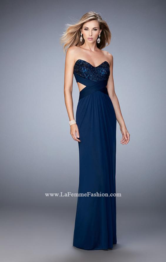 Picture of: Elegant Prom Dress with Bandeau Style Back and Beads in Blue, Style: 22454, Detail Picture 3