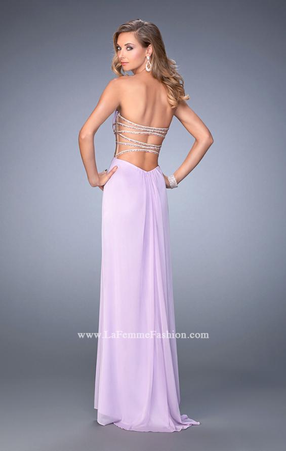 Picture of: Long Prom Gown with Strappy Waistline and Back in Purple, Style: 22465, Back Picture