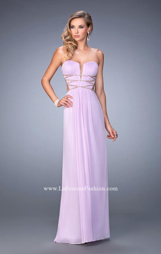 Picture of: Long Prom Gown with Strappy Waistline and Back in Purple, Style: 22465, Detail Picture 1