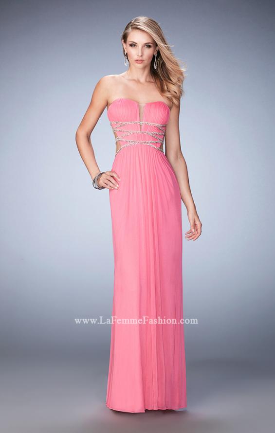 Picture of: Long Prom Gown with Strappy Waistline and Back in Pink, Style: 22465, Detail Picture 2