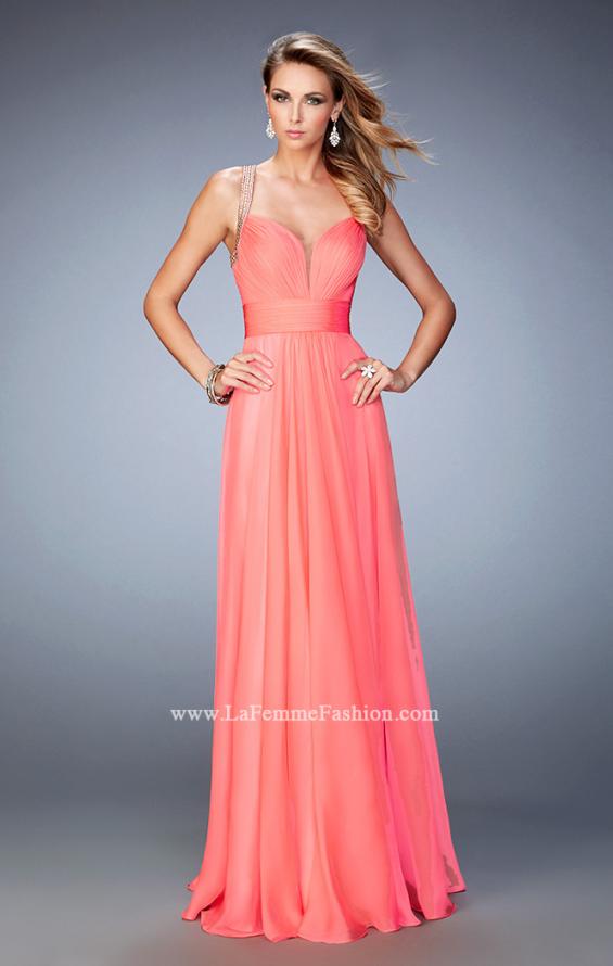 Picture of: Embellished Lace Applique Chiffon Prom Dress in Orange, Style: 22503, Back Picture