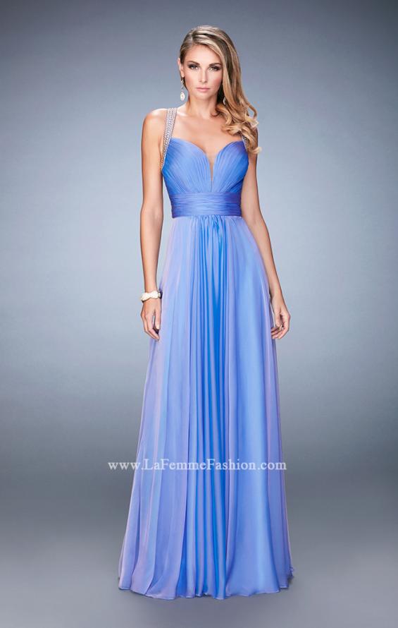Picture of: Embellished Lace Applique Chiffon Prom Dress in Blue, Style: 22503, Detail Picture 2