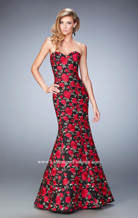 Picture of: Floral Lace Mermaid Gown with Rhinestones in Print, Style: 22507, Main Picture