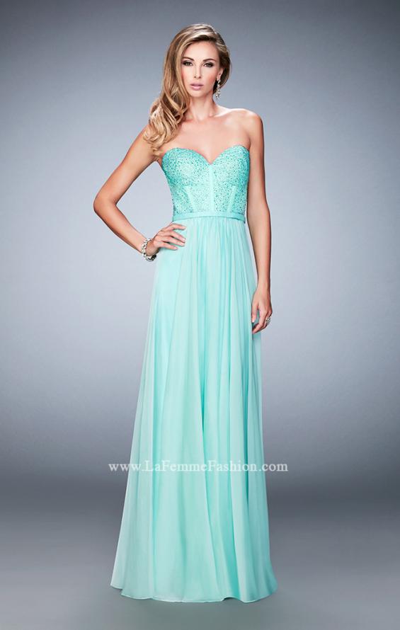 Picture of: Long Chiffon Prom Dress with Crystal Rhinestones in Green, Style: 22524, Detail Picture 2