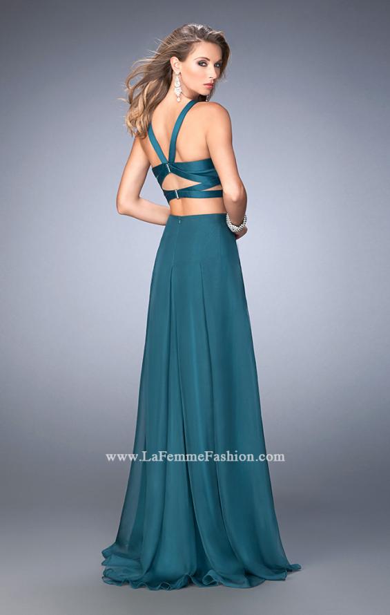 Picture of: Two Piece Prom Dress with Chiffon Skirt and Satin Top in Green, Style: 22555, Back Picture