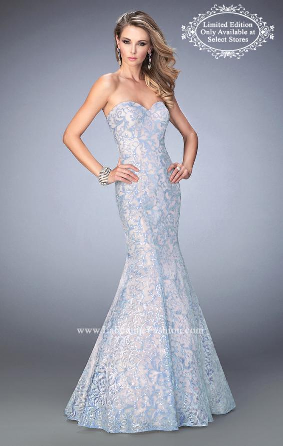 Picture of: Long Lace Sequined Mermaid Prom Dress in Blue, Style: 22571, Main Picture
