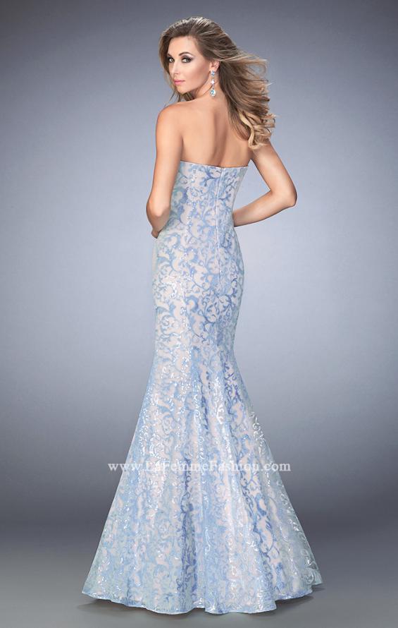 Picture of: Long Lace Sequined Mermaid Prom Dress in Blue, Style: 22571, Back Picture