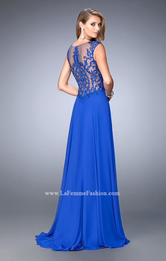 Picture of: Crepe Chiffon Prom Dress with Embroidery in Blue, Style: 22583, Back Picture
