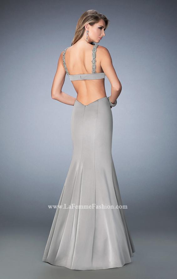 Picture of: Open Back Mermaid Prom Dress with Beaded Straps in Silver, Style: 22631, Back Picture