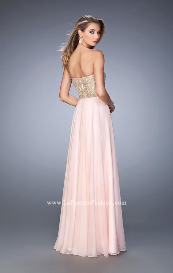 Picture of: Metallic Embroidered Chiffon Prom Dress in Pink, Style: 22674, Back Picture