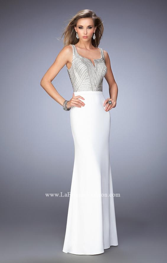 Picture of: Studded Jersey Prom Dress with Scoop Back in White, Style: 22687, Main Picture