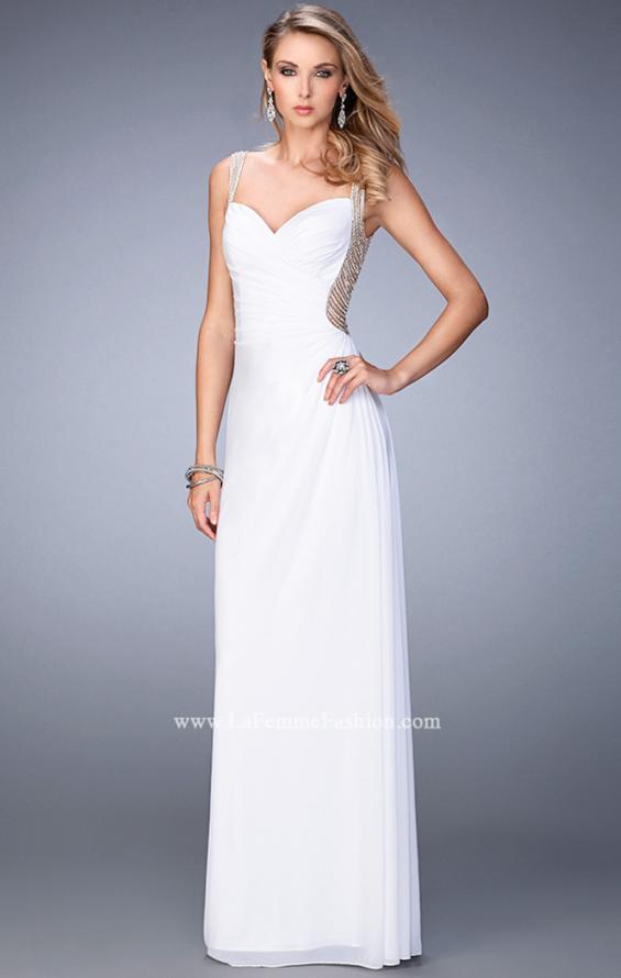 Picture of: Prom Gown with Sweetheart Neckline, Stones, and Pearls in White, Style: 22691, Main Picture