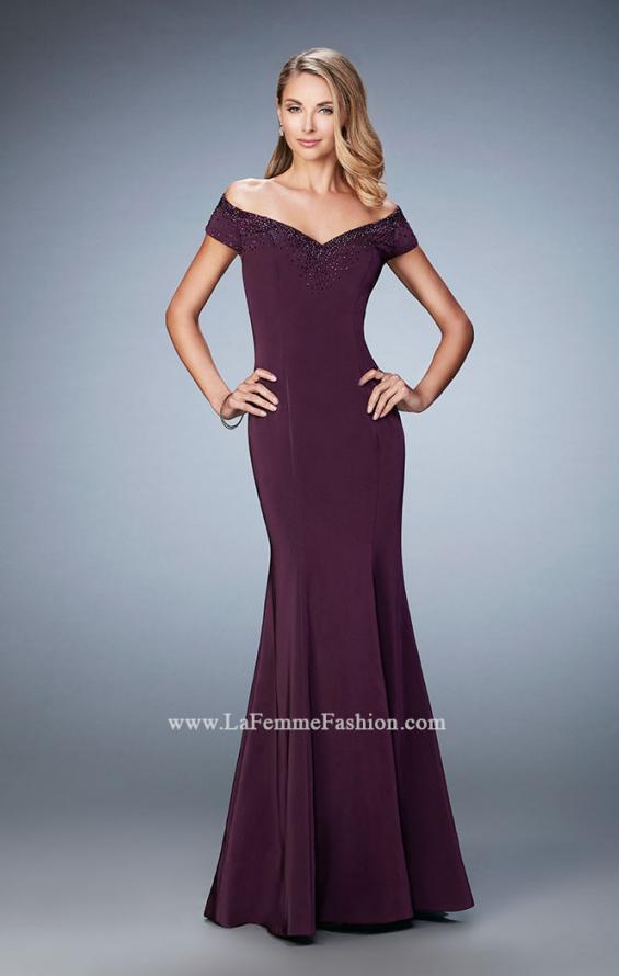 Picture of: Off the Shoulder Prom Dress with Beaded Neckline in Purple, Style: 22716, Detail Picture 1