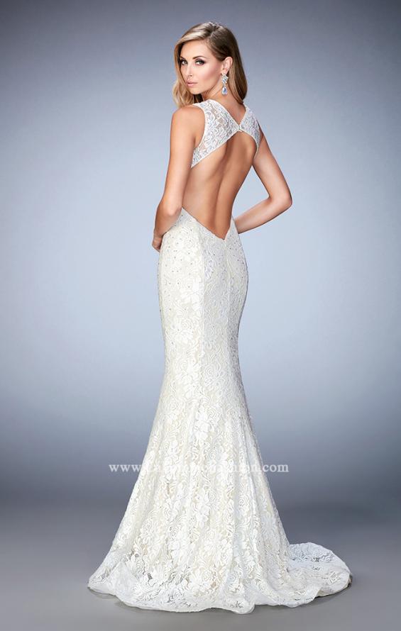 Picture of: Lace Mermaid Prom Gown with Shimmer Lining in White, Style: 22768, Back Picture