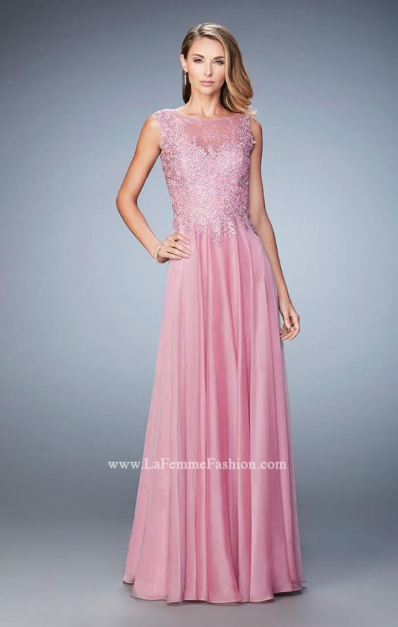 Picture of: Lace Illusion Prom Dress with Embroidered Bodice in Pink, Style: 22783, Detail Picture 1
