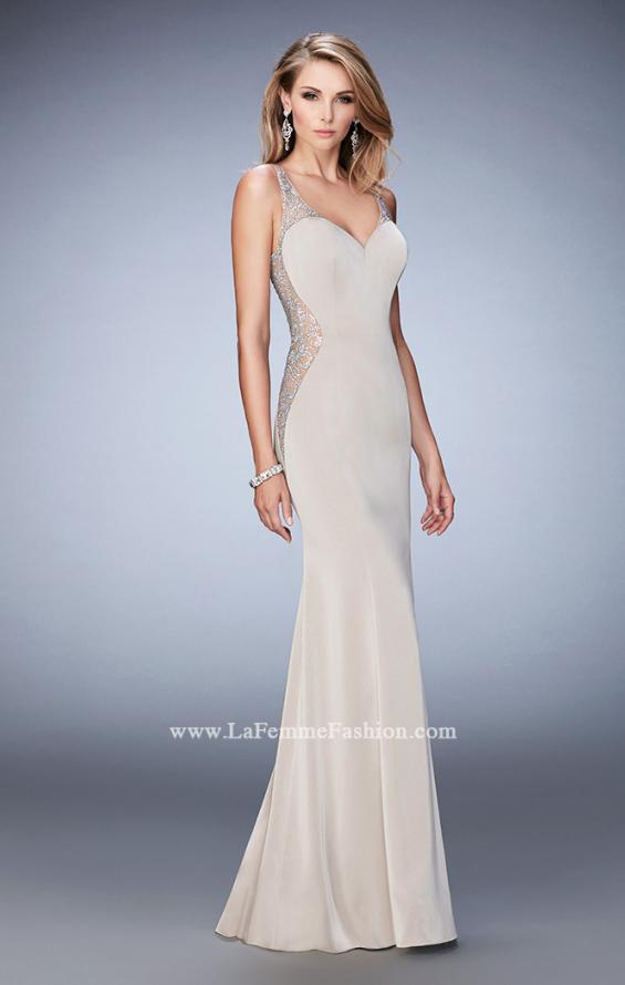 Picture of: Jersey Prom Gown with Sheer Back, Sides, and Straps in Nude, Style: 22808, Main Picture