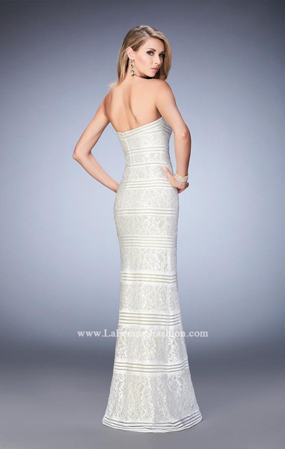 Picture of: Strapless Lace Dress with Gold Shimmer Lining in White, Style: 22841, Back Picture