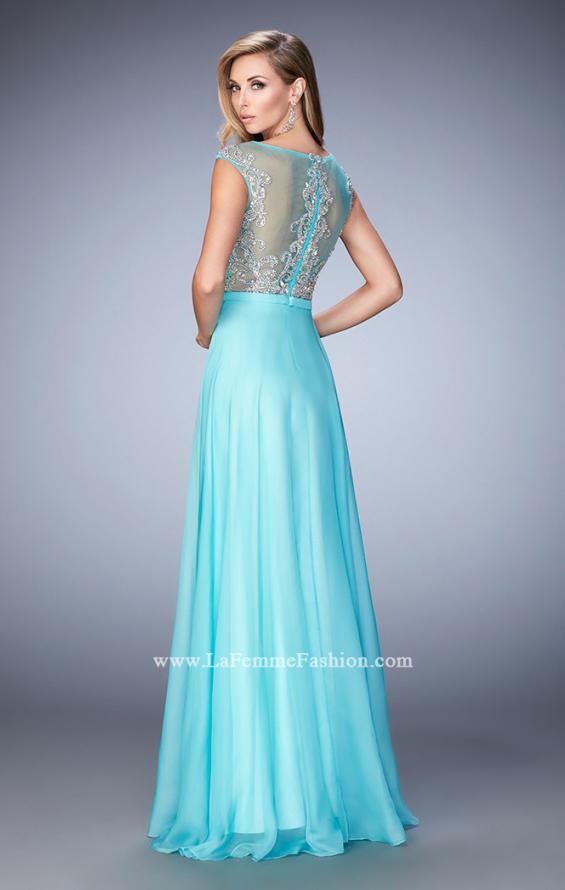 Picture of: Embellished Prom Dress with Sheer Bodice in Blue, Style: 22885, Back Picture