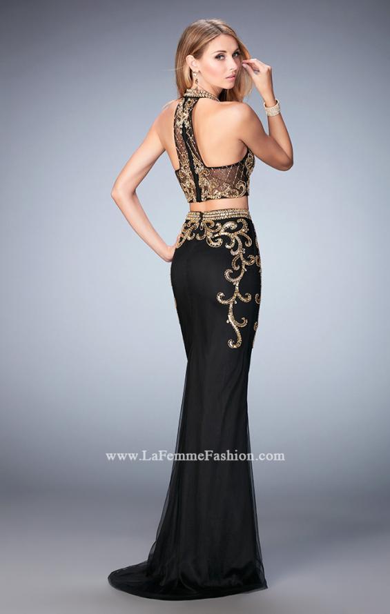 Picture of: Fully Embellished Two Piece Dress with Sheer Back in Black, Style: 22898, Back Picture