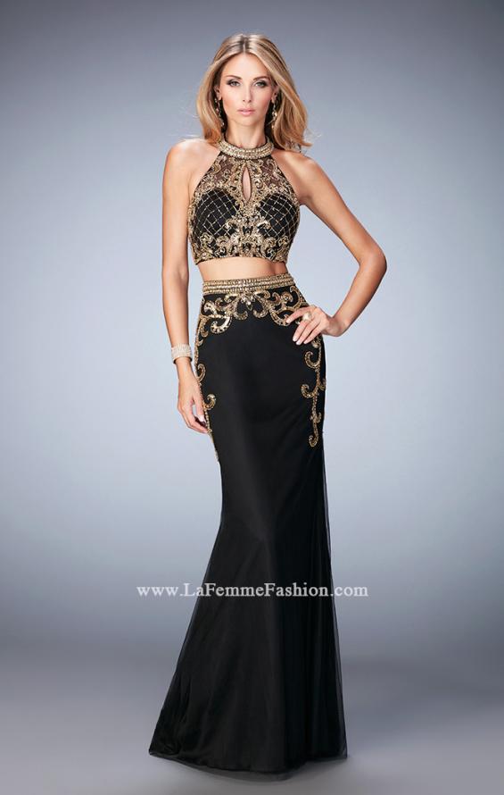 Picture of: Fully Embellished Two Piece Dress with Sheer Back in Black, Style: 22898, Detail Picture 1