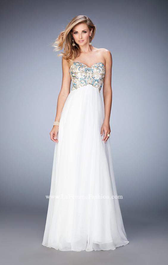 Picture of: Embellished Long Prom Dress with Sweetheart Neckline in White, Style: 22926, Detail Picture 1