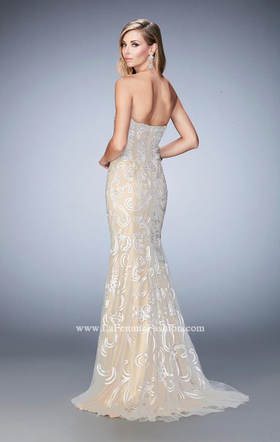 Picture of: Embroidered Prom Gown with Sweetheart Neck and Train in White, Style: 22931, Back Picture