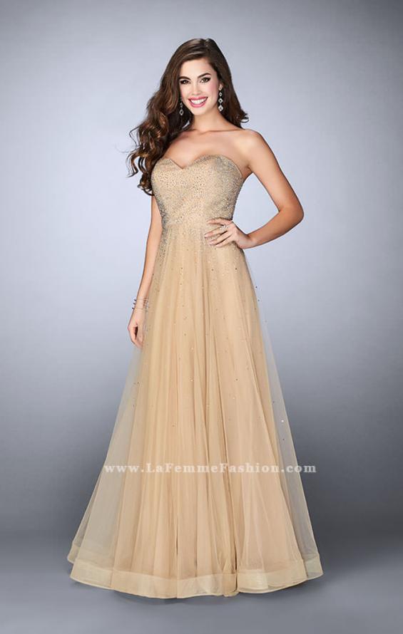Picture of: Strapless A-line Dress with Rhinestones Tulle Skirt in Nude, Style: 22952, Detail Picture 1