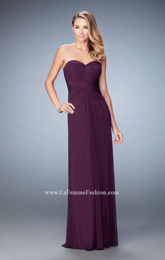 Picture of: Evening Gown with Pleated Bodice and Shawl in Purple, Style: 23023, Detail Picture 3