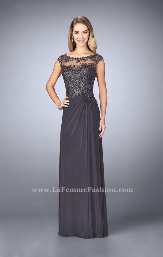 Picture of: Net evening Gown with Sheer Neckline in Brown, Style: 23456, Detail Picture 2