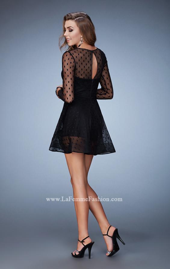 Picture of: Long Sleeve Sheer Polka Dot Dress With Shorts in Black, Style: 23460, Back Picture
