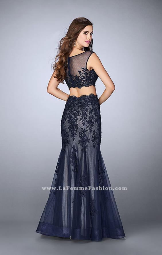 Picture of: Lace Two Piece Dress with Scallops and Mermaid Skirt in Blue, Style: 23461, Back Picture