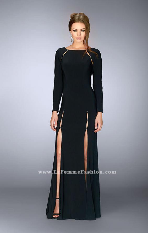 Picture of: Long Sleeve Dress with Rhinestone Shoulders in Black, Style: 23479, Main Picture