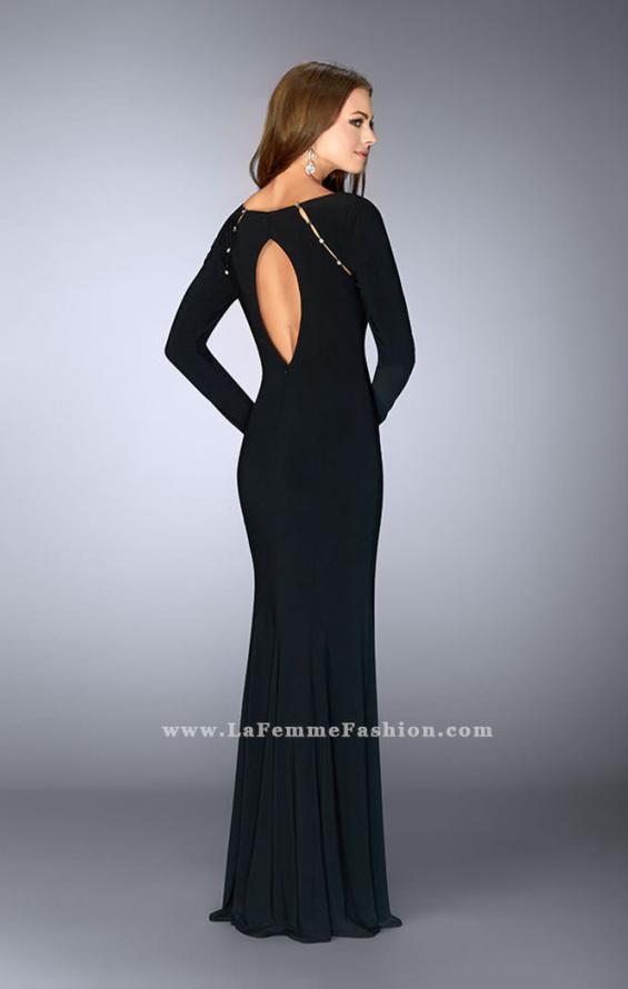 Picture of: Long Sleeve Dress with Rhinestone Shoulders in Black, Style: 23479, Back Picture