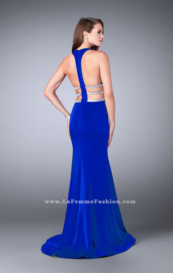 Picture of: Long Mermaid Dress with Beaded Strappy Back in Blue, Style: 23755, Detail Picture 2
