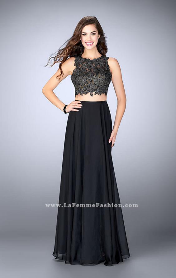 Picture of: Two Piece Prom Dress with A-line Skirt and Lace in Black, Style: 23775, Detail Picture 2