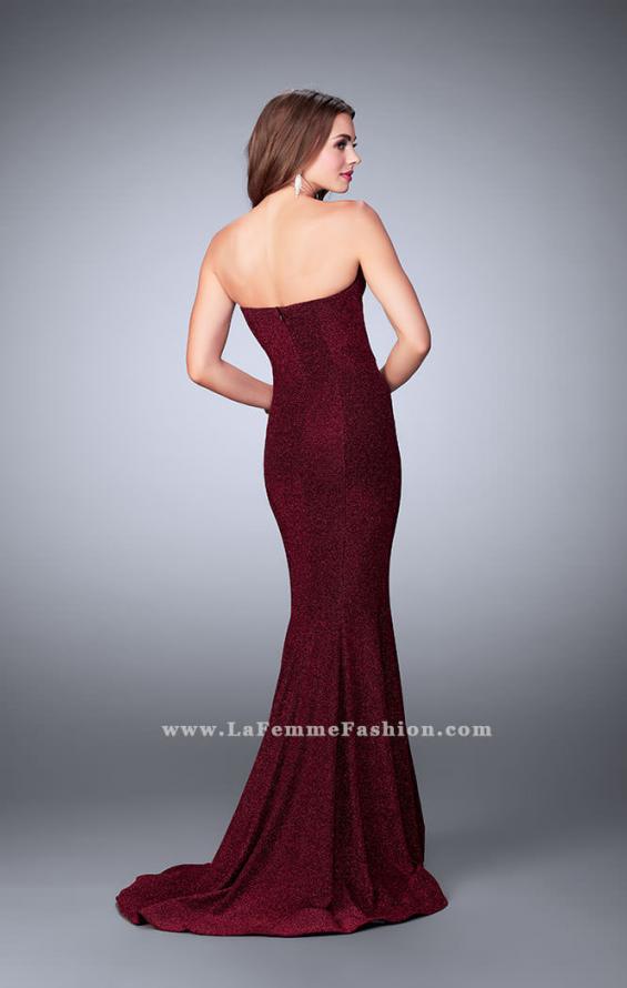 Picture of: Long Strapless Sparkly Prom Jersey Dress with Train in Red, Style: 23834, Back Picture