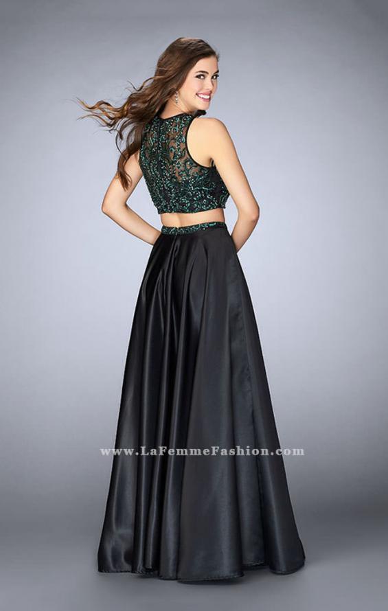 Picture of: Beaded Two Piece Dress with Full Satin Skirt in Black., Style: 23883, Back Picture