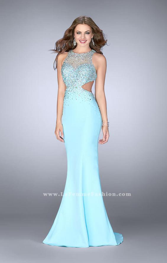 Picture of: Beaded Jersey Dress with Sheer Sweetheart Neckline in Blue, Style: 23896, Detail Picture 1
