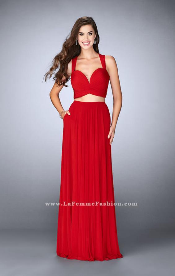 Picture of: Two Piece Prom Dress with Pockets and Strappy Back in Red, Style: 23940, Detail Picture 1