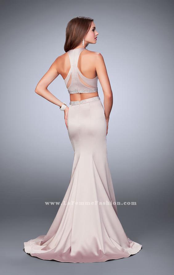 Picture of: Satin Two Piece Mermaid Prom Dress with Beaded Belt in Nude, Style: 23974, Back Picture