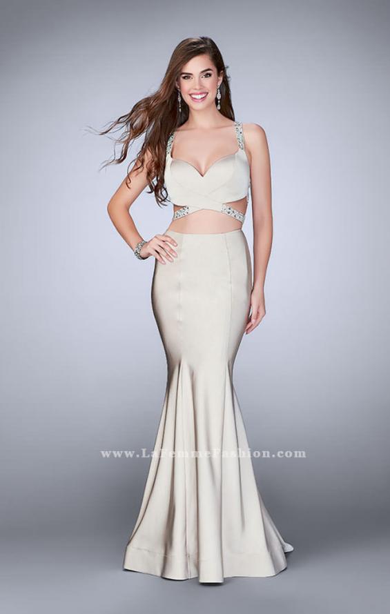 Picture of: Two Piece Jersey Dress with Beaded Strappy Back in Nude, Style: 24000, Detail Picture 2